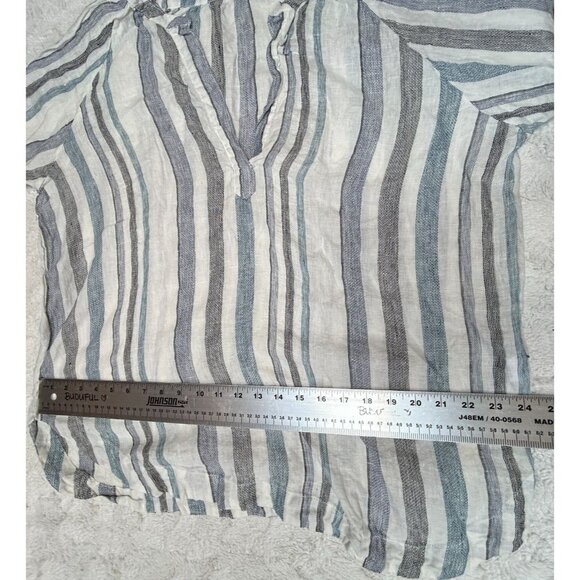 CP Shades Women's Livia Linen Popover Top Medium Deep V-Neck Long Sleeve New - Picture 8 of 9